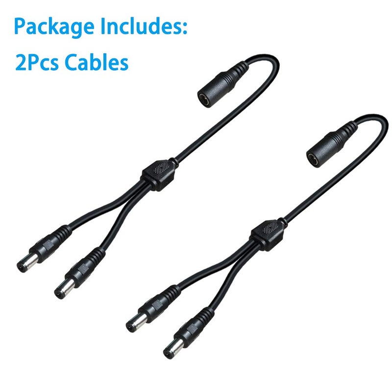 SIOCEN 2 Pack DC Power 1 Female to 2 Male 5.5mm x 2.1mm DC Power Supply Splitter Cord for Surveillance Camera Cable Barrel Plug,Y Splitter Adapter Wire,2 Way Y-Cable for CCTV Security Camera,LED Strip Light - Image 5